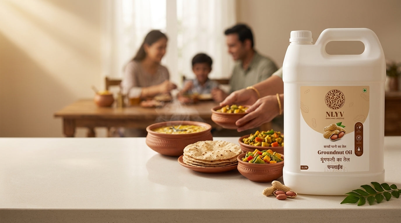 Family meal with NLYV wood-pressed oil